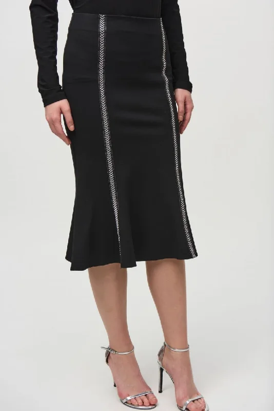 chic wrap mini skirts -Joseph Ribkoff Black Rhinestone Trim Trumpet Skirt 244136