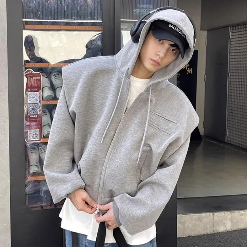 cool grandpa hoodies -Drawstring Straight Cut Pocket Hoodie