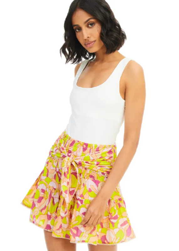 breathable cotton A-line skirts -Allison Chase Mini Skirt- Tropical Flowers