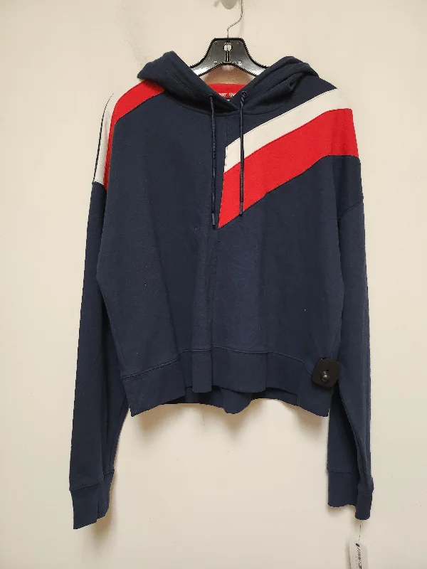 holiday geometric sweatshirts -Sweatshirt Hoodie By Tommy Hilfiger In Blue Red & White, Size: L