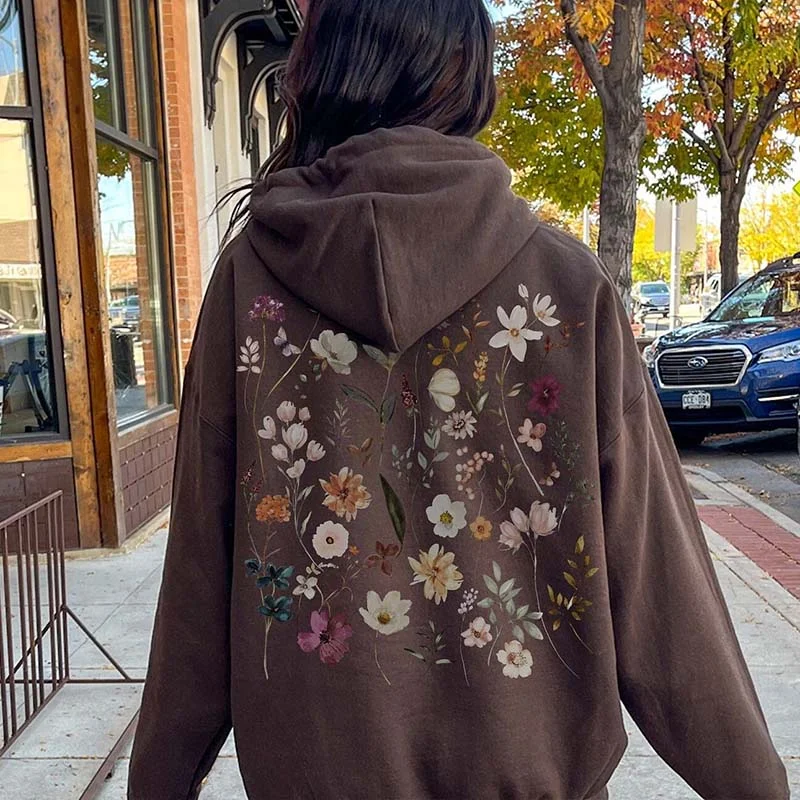 nurse style hoodies -Fairycore Boho Wildflowers Cottagecore Hoodie