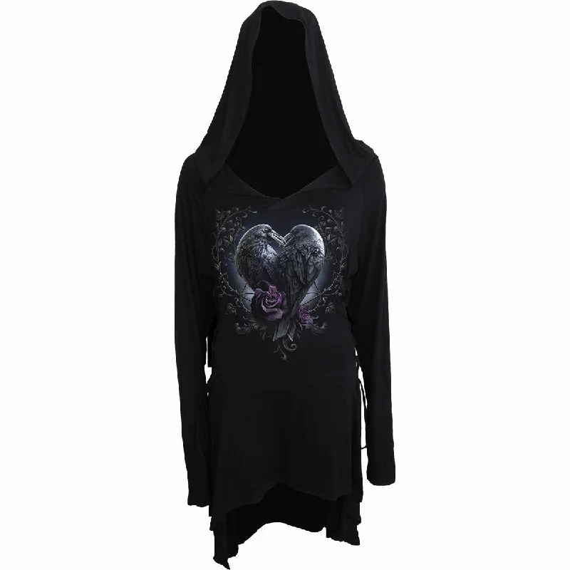 maternity hoodies pregnancy -RAVEN HEART - Black Widow Gothic Hooded Dress