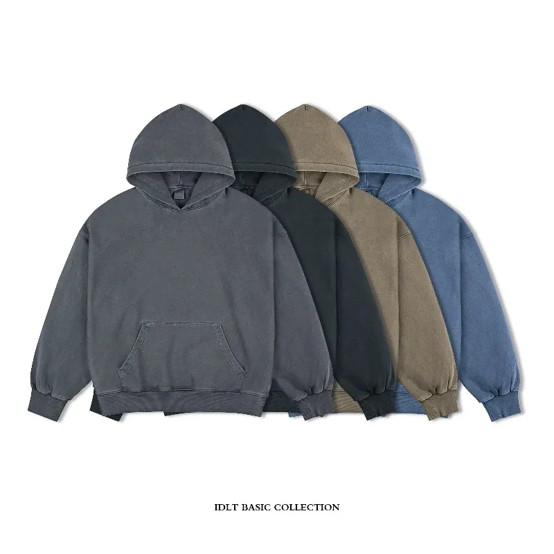 bold color hoodies vibrant -Zipped Washed Casual Hoodie