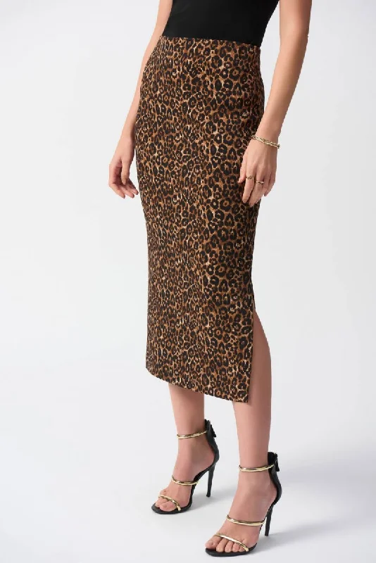 bold floral mini skirts -Joseph Ribkoff Beige/Black Animal Print Midi Pencil Skirt 244260