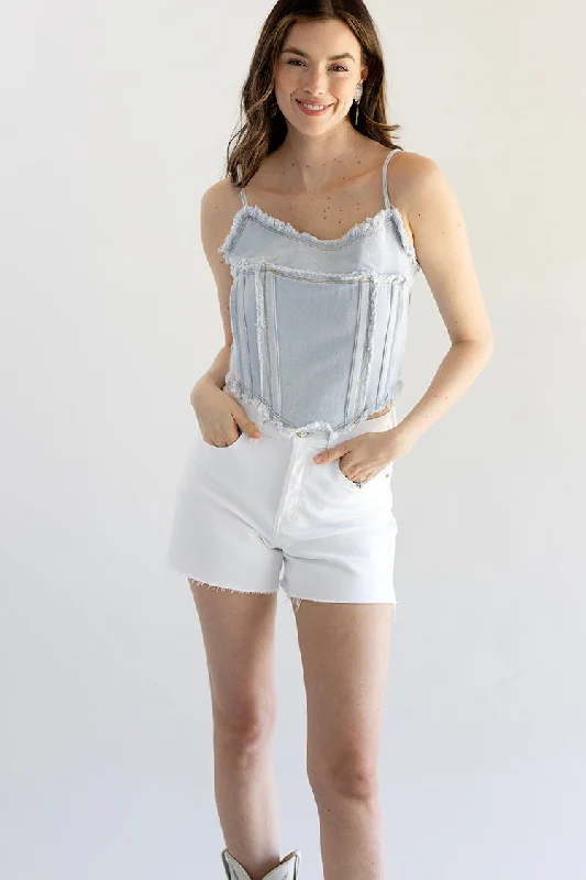 vintage flare shorts -White Bottom Line Denim Shorts