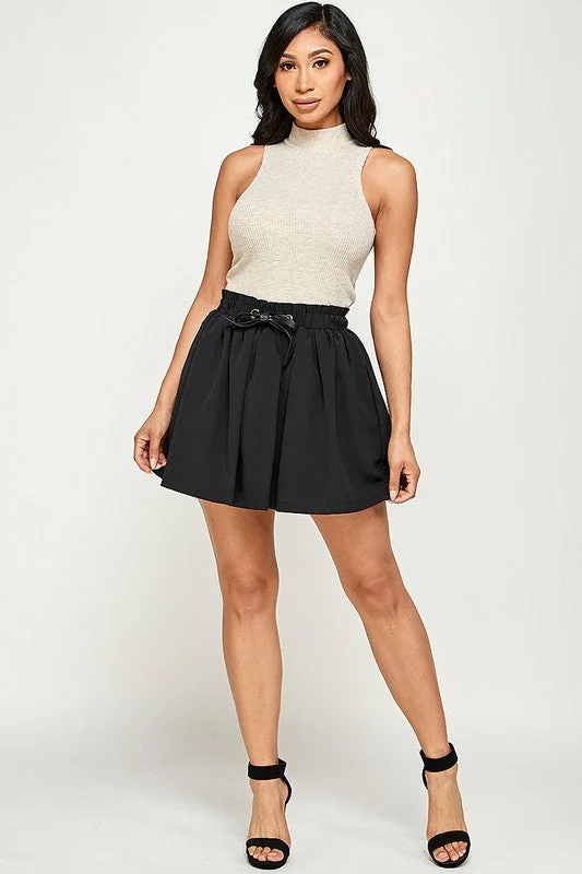 lightweight summer wrap skirts -BLACK CASUAL SKIRT