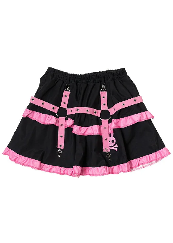 bold striped pleated skirts -Bunny Dolls Punky Bunny Black Pink Lolita Skirt