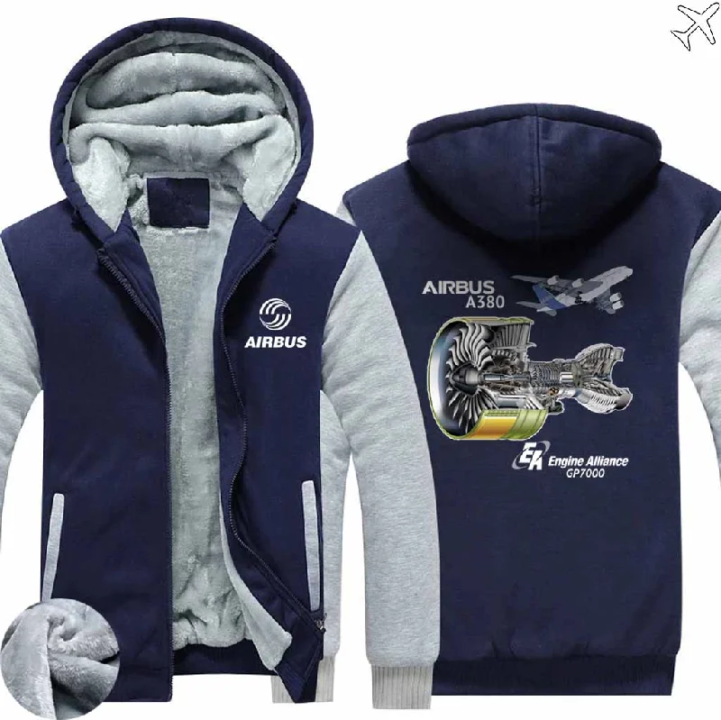 cartoon art hoodies -AIRBUS A380 GP7000 ENGINE ZIPPER SWEATERS