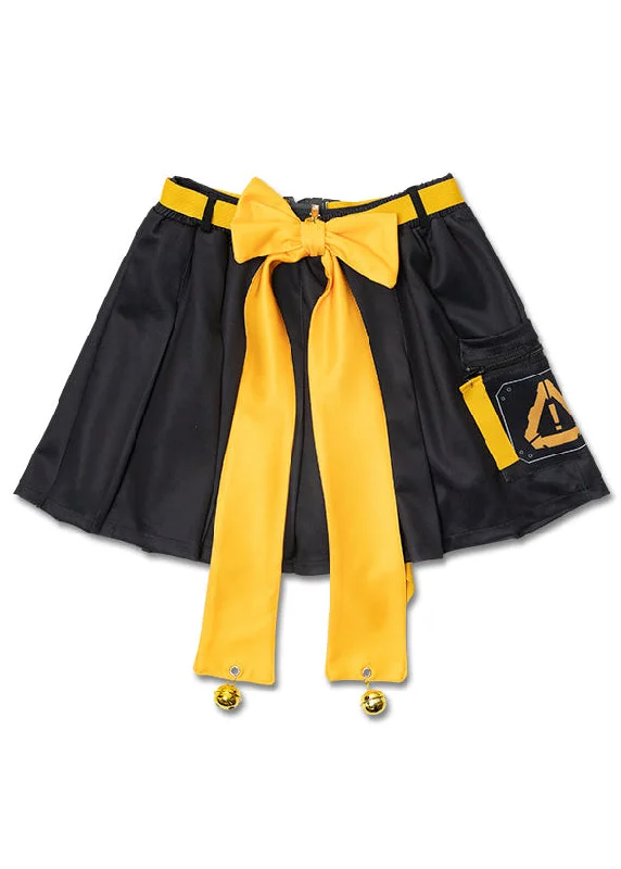 high performance tulle skirts -Error Code Cyberpunk Tech Pleated Black Yellow Skirt