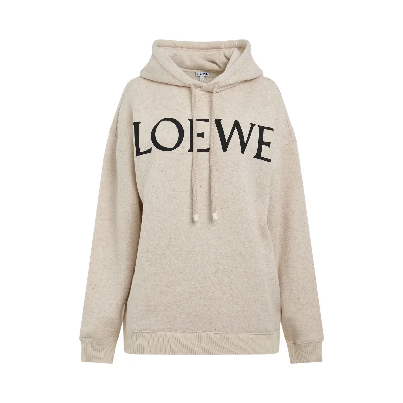 sci-fi pattern hoodies -Logo Oversize Cotton Hoodie in Ivory