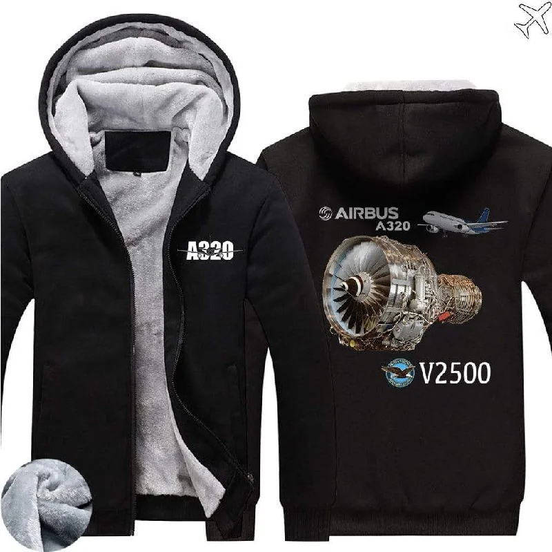 bold pattern hoodies -AIRBUS A320 V2500 ZIPPER SWEATERS