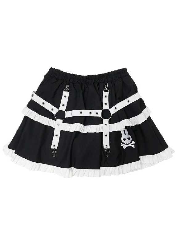 bold geometric tulle skirts -Bunny Dolls Punky Bunny Black White Lolita Skirt