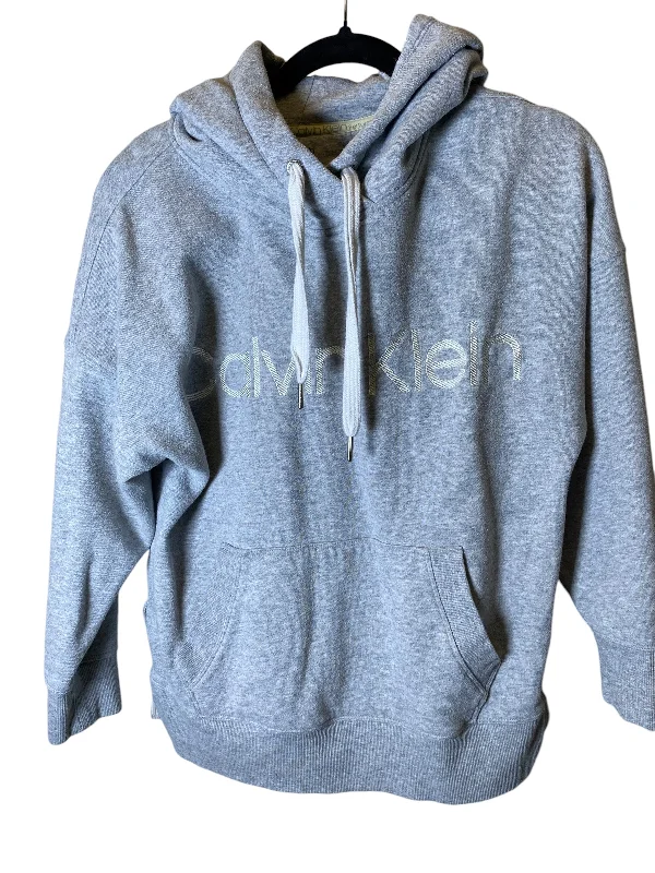 animal stripe sweatshirts -Sweatshirt Hoodie By Calvin Klein Performance In Grey, Size: S