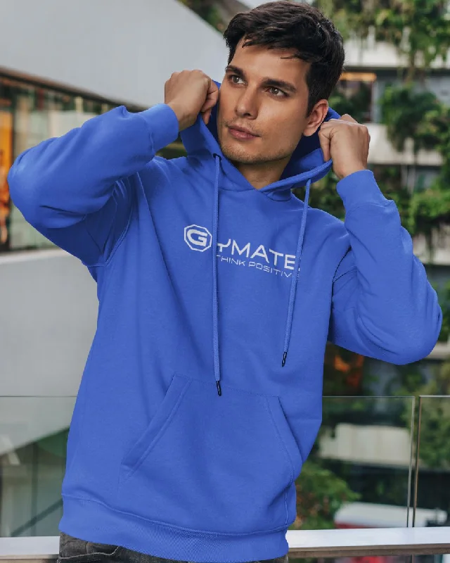 tie-dye abstract hoodies -Light Blue Designer Hoodie – Gymate ‘Think Positive’ [ctr/lge]