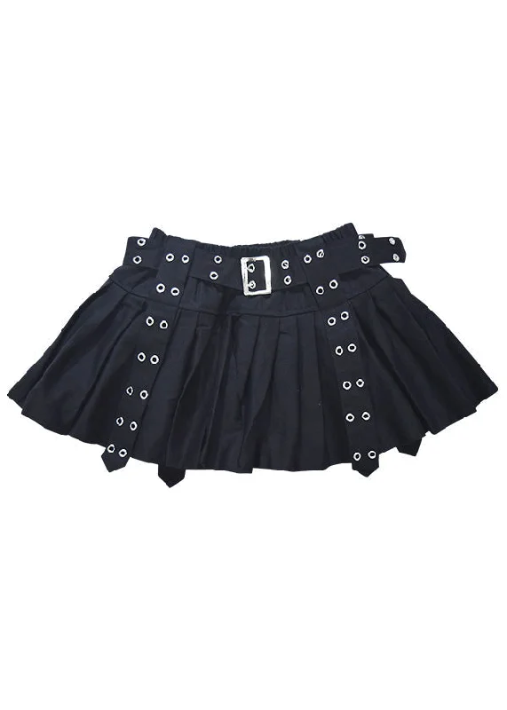 bold checkered tulle skirts -Royal Road Punk Rock Black Pleated Skirt