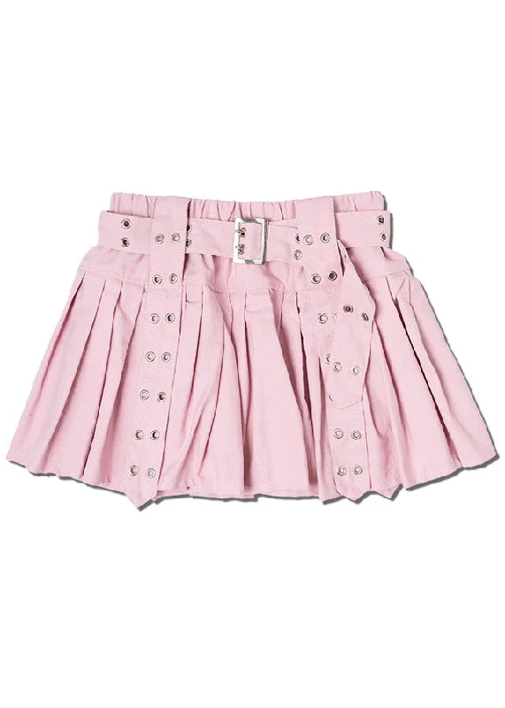 stretchy ribbed tulle skirts -Royal Road Punk Rock Pink Pleated Skirt