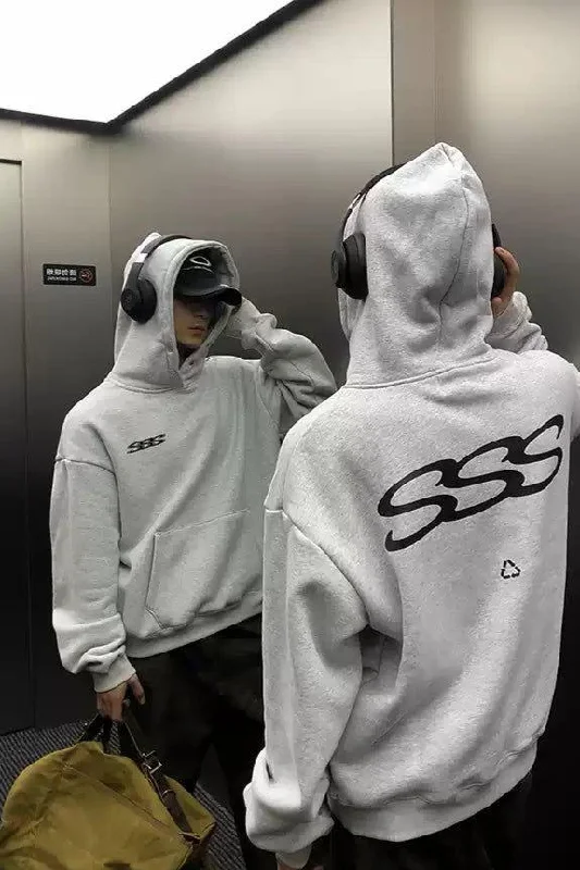 surf floral hoodies -SSS Text Contrast Print Hoodie