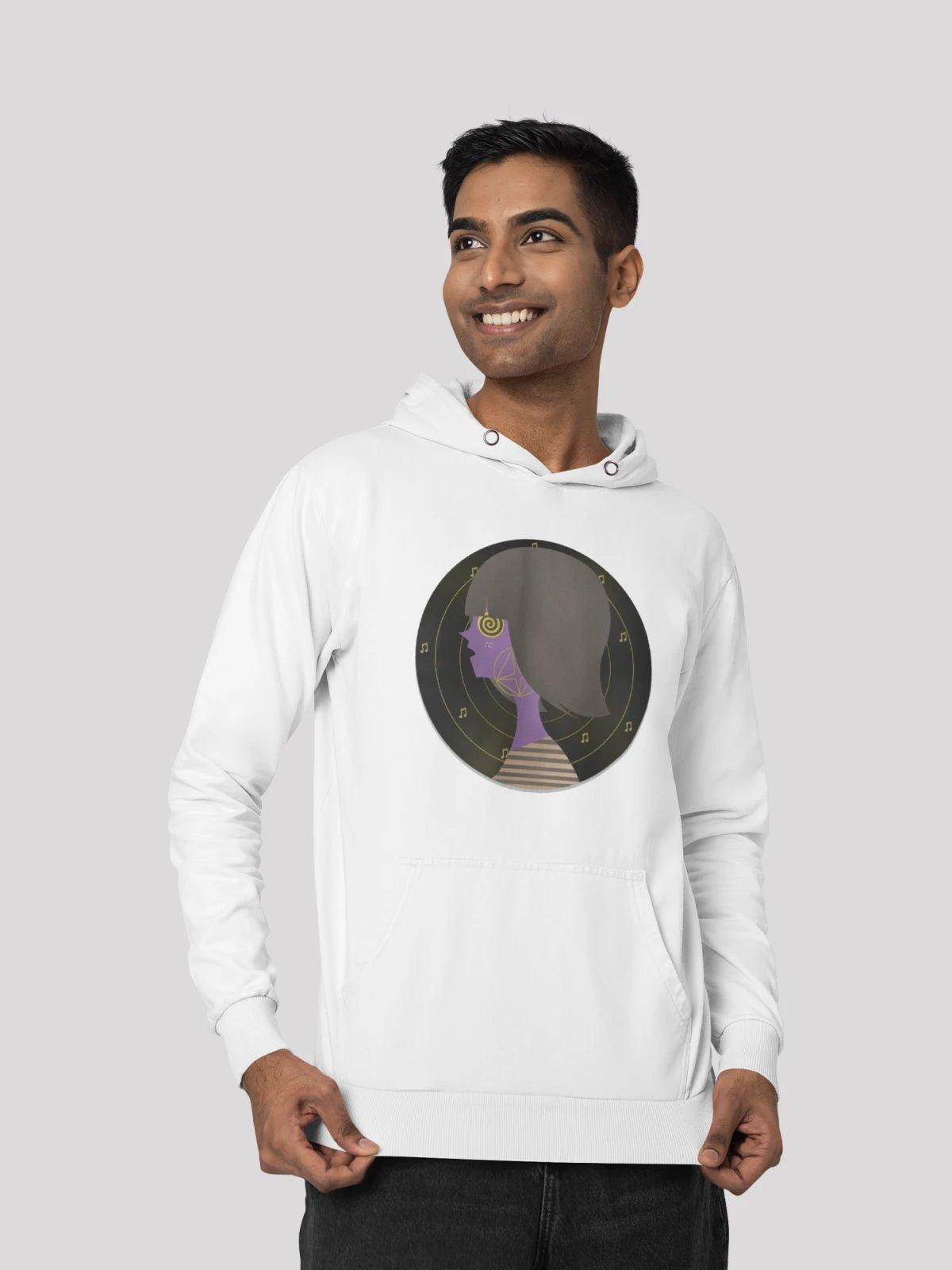 abstract geometric hoodies -Crazy Retro White Men's Hoodie