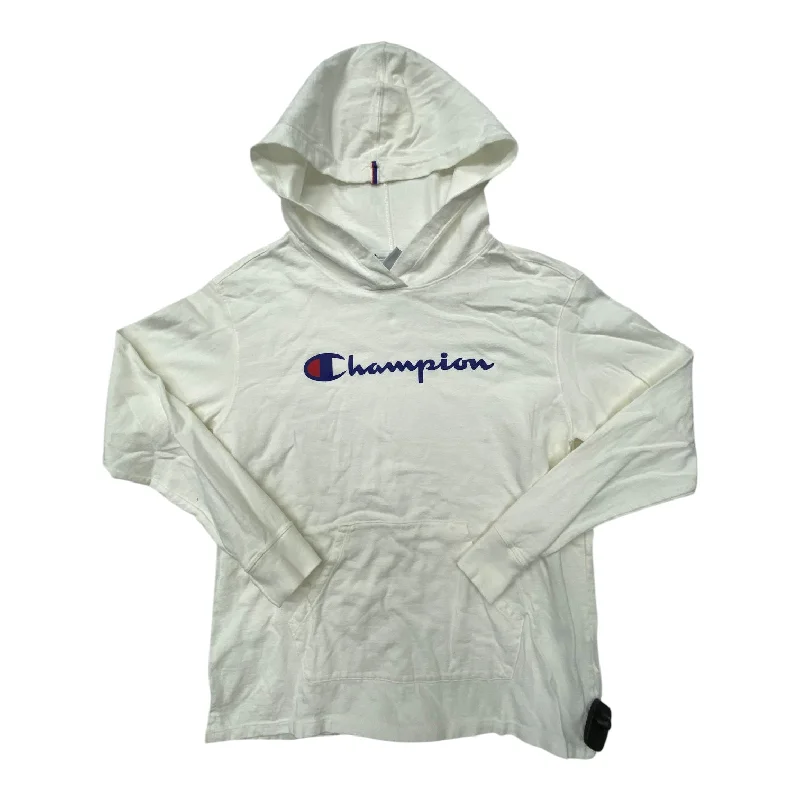 bold stripe sweatshirts -Sweatshirt Hoodie By Champion In White, Size: S