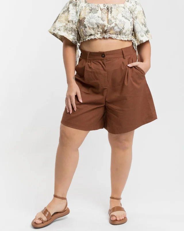 casual weekend cargo shorts -WAREHOUSE SALE | Maggie Tailored Shorts | Brown