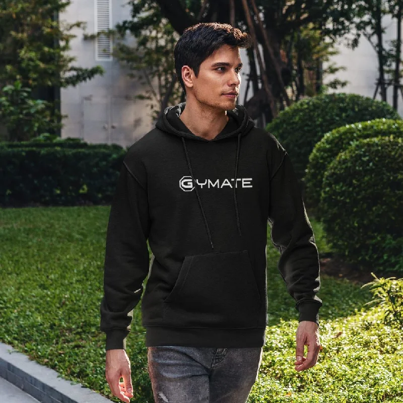 custom geometric hoodies -Mens Black Hoodie Designer Gymate logo [ctr/lge]