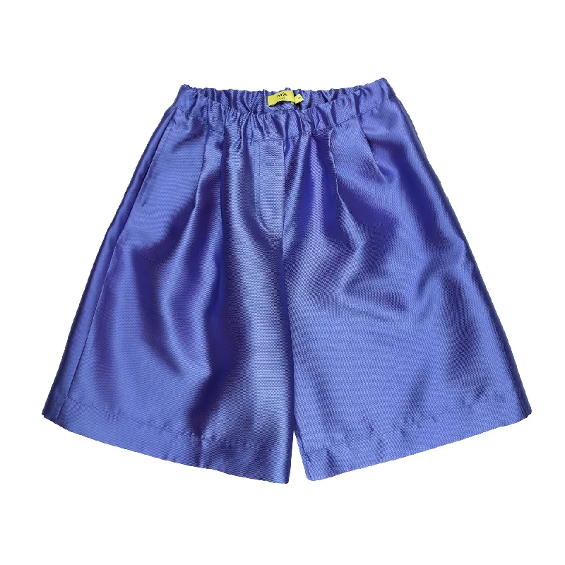 soft cotton board shorts -BLUE MIKADO LOOSE BERMUDA SHORTS