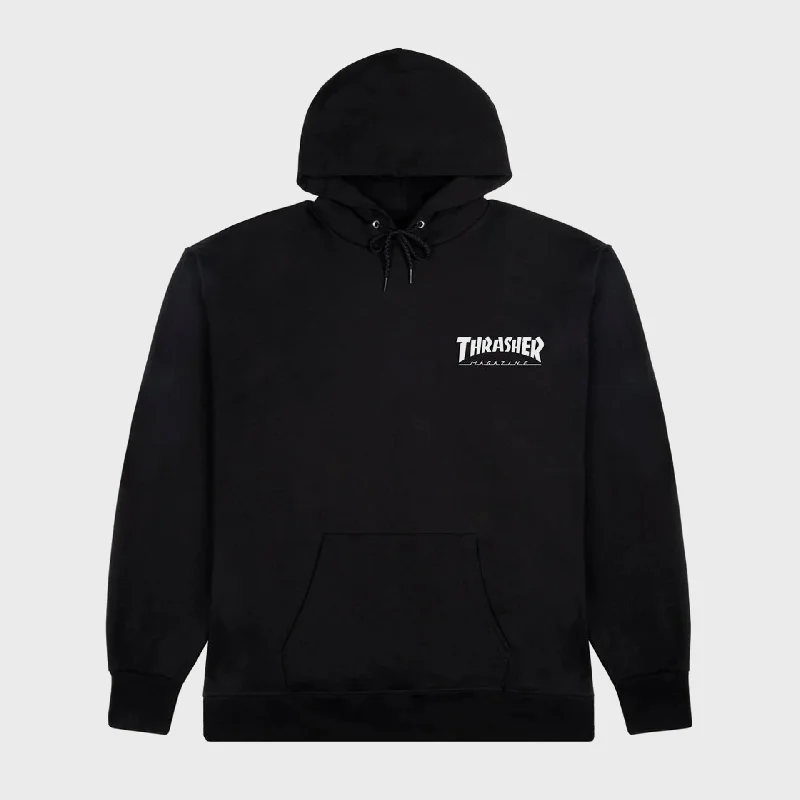 cozy vibe hoodies -Thrasher Magazine Mens Little Thrasher Hoodie - Black