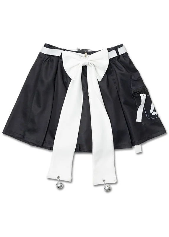 soft cotton pleated skirts -Error Code Cyberpunk Tech Pleated Black White Skirt