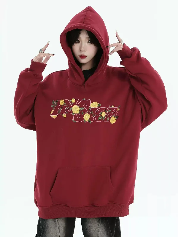 retro art hoodies -Rose Stitch Logo Hoodie