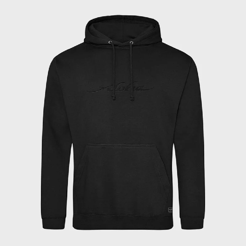 vintage vibe hoodies -Aloha Unisex Logo Hoodie - Black