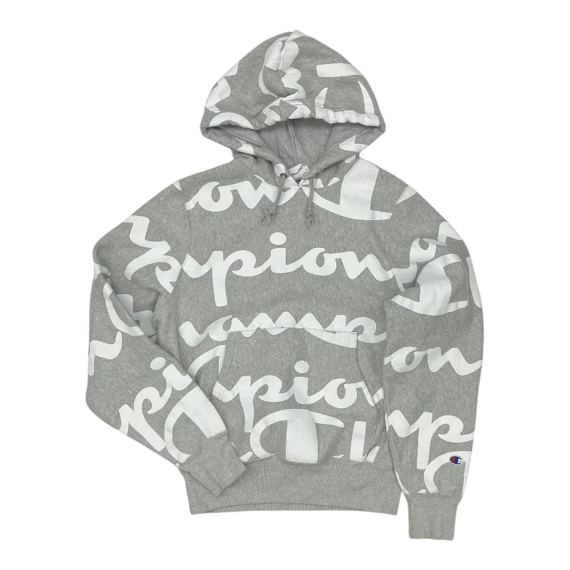 punk graphic sweatshirts -Athletic Sweatshirt Hoodie By Champion In Grey, Size:S