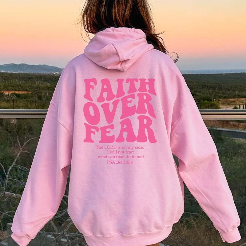 animal trend hoodies -Faith Over Fear Trendy Hoodie