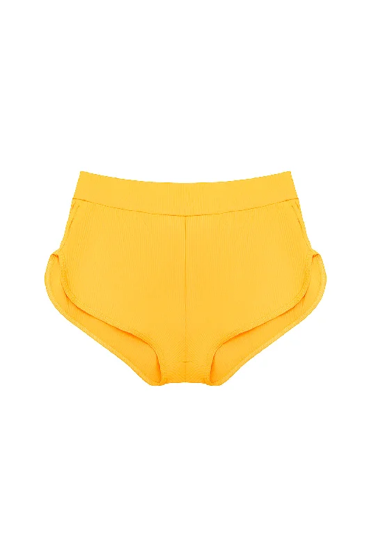 durable work denim shorts -swim shorts in marigold