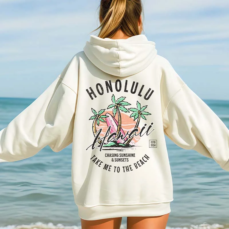 bright trend hoodies -Honolulu Trendy Beach Hoodie