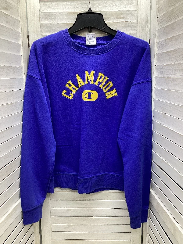 cartoon geometric sweatshirts -Sweatshirt Crewneck By Champion In Blue, Size: S