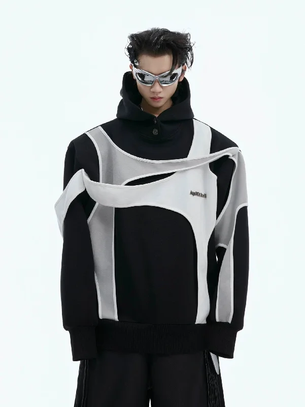 bold graphic hoodies -Structured & Contrast Spliced Hoodie