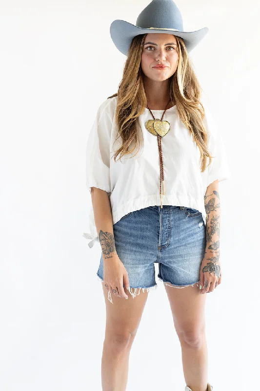 bold geometric shorts -Bottom Line Denim High Rise Short