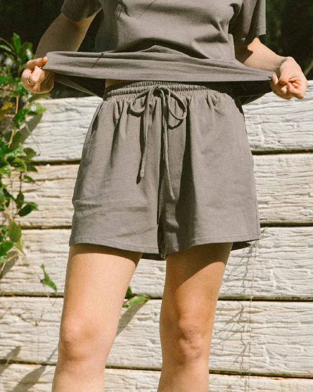 chic high rise chino shorts -Essentials Shorts | Charcoal