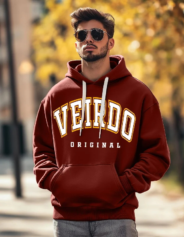 animal vibe hoodies -Veirdo Original Rust Front Graphic Printed Hoodie