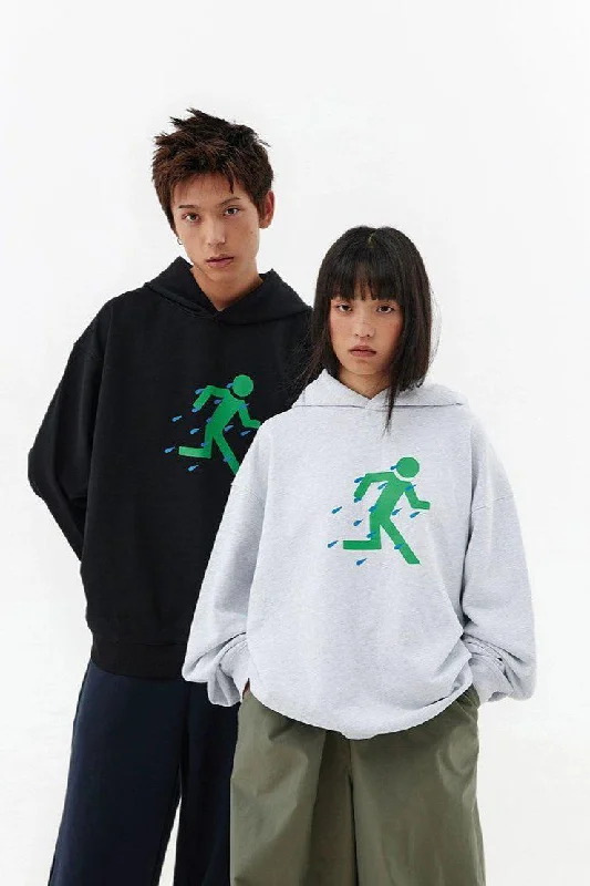 distressed vibe hoodies -Running in the Rain Graphic Hoodie