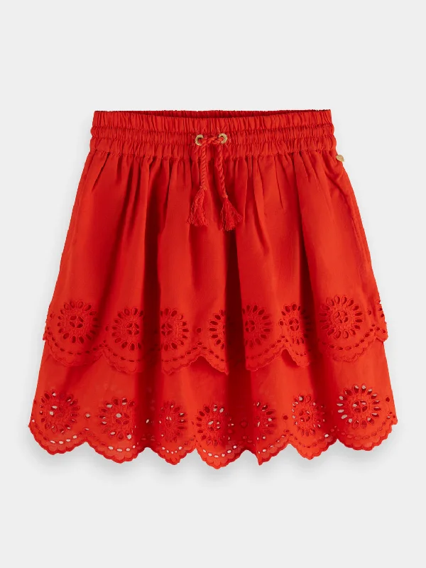 lightweight linen maxi skirts -Kids - Tiered broderie anglaise skirt