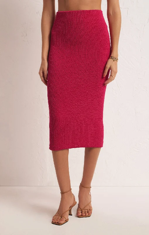 trendy pencil skirts -Z Supply Aveen Midi Skirt - Dragon Fruit