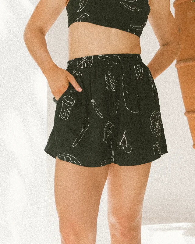 trendy paperbag athletic shorts -Lacey Shorts | Black Caliente