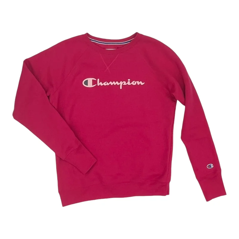 travel sweatshirts with maps -Athletic Sweatshirt Crewneck By Champion In Pink, Size:M