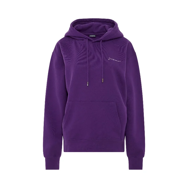 tie-dye trend hoodies -Brode Logo Hoodie in Dark Purple