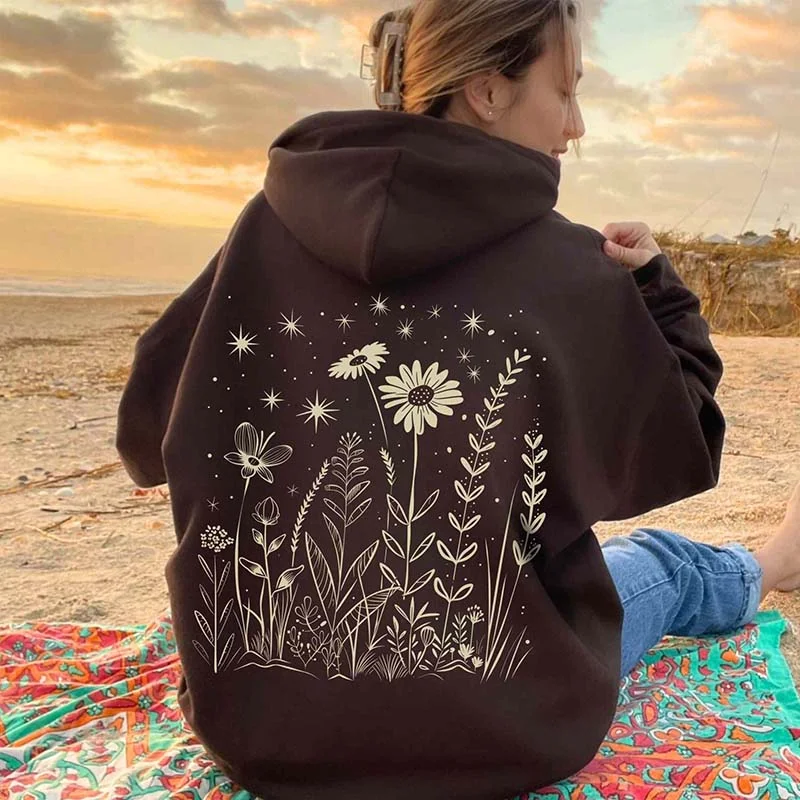 bold trend hoodies -Celestial Flower Witchy Wildflower Hoodie