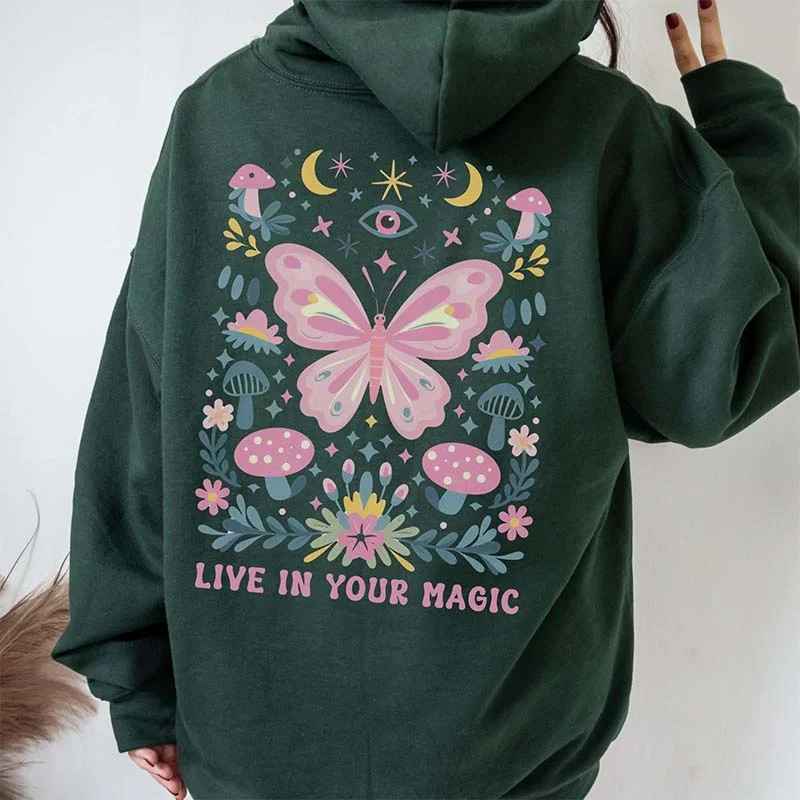 surf trend hoodies -Wildflower Butterfly Inspirational Quote Hoodie