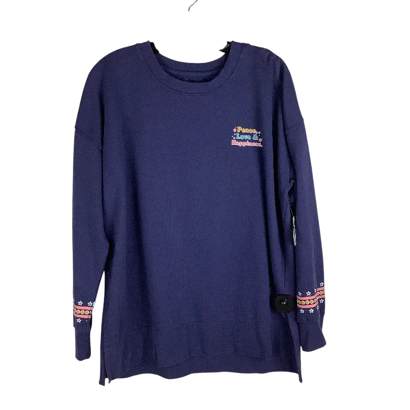 bright print sweatshirts -Sweatshirt Crewneck By Clothes Mentor In Navy, Size: L