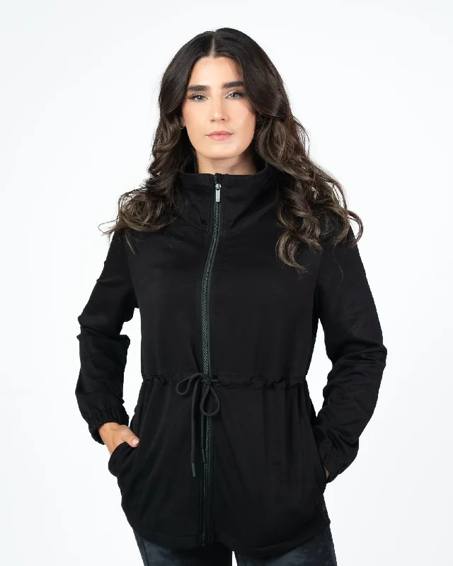 tailored parka jackets -Soft Scuba Cinch Jacket - Black