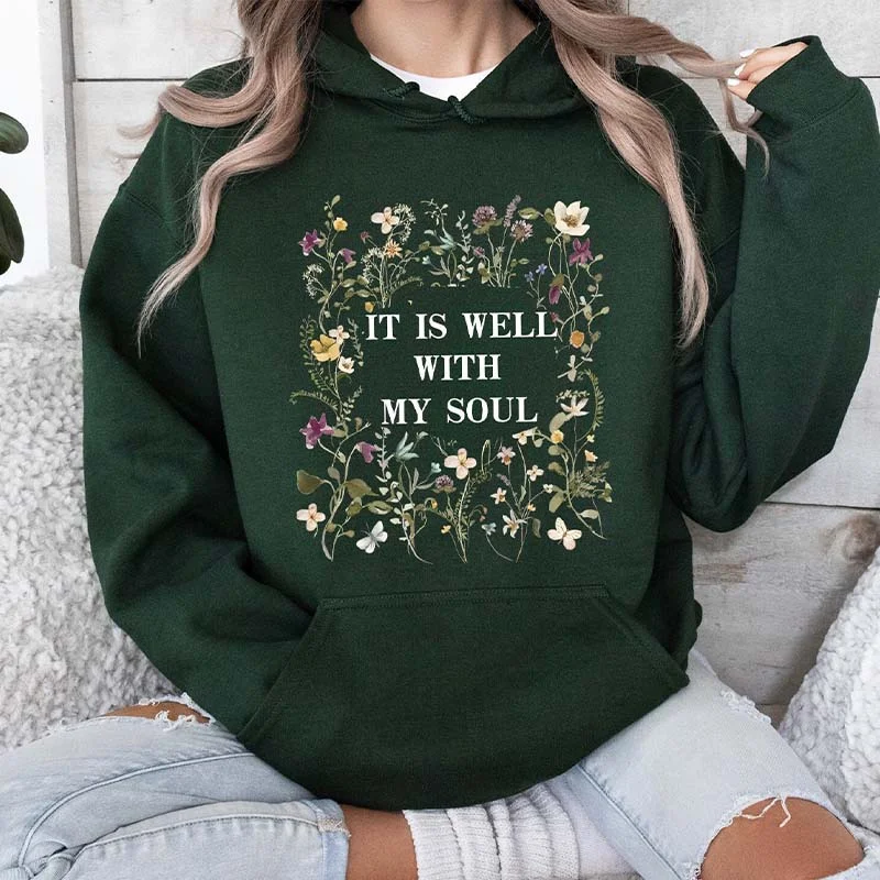 cartoon style hoodies -Boho Religious Gift Bible Verse Floral Hoodie